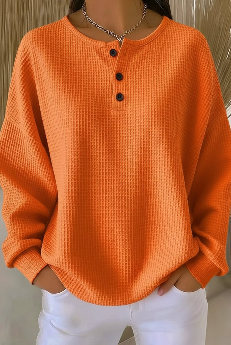 Natalia | Jersey Fino Mujer Oversize Cuello Redondo Botones