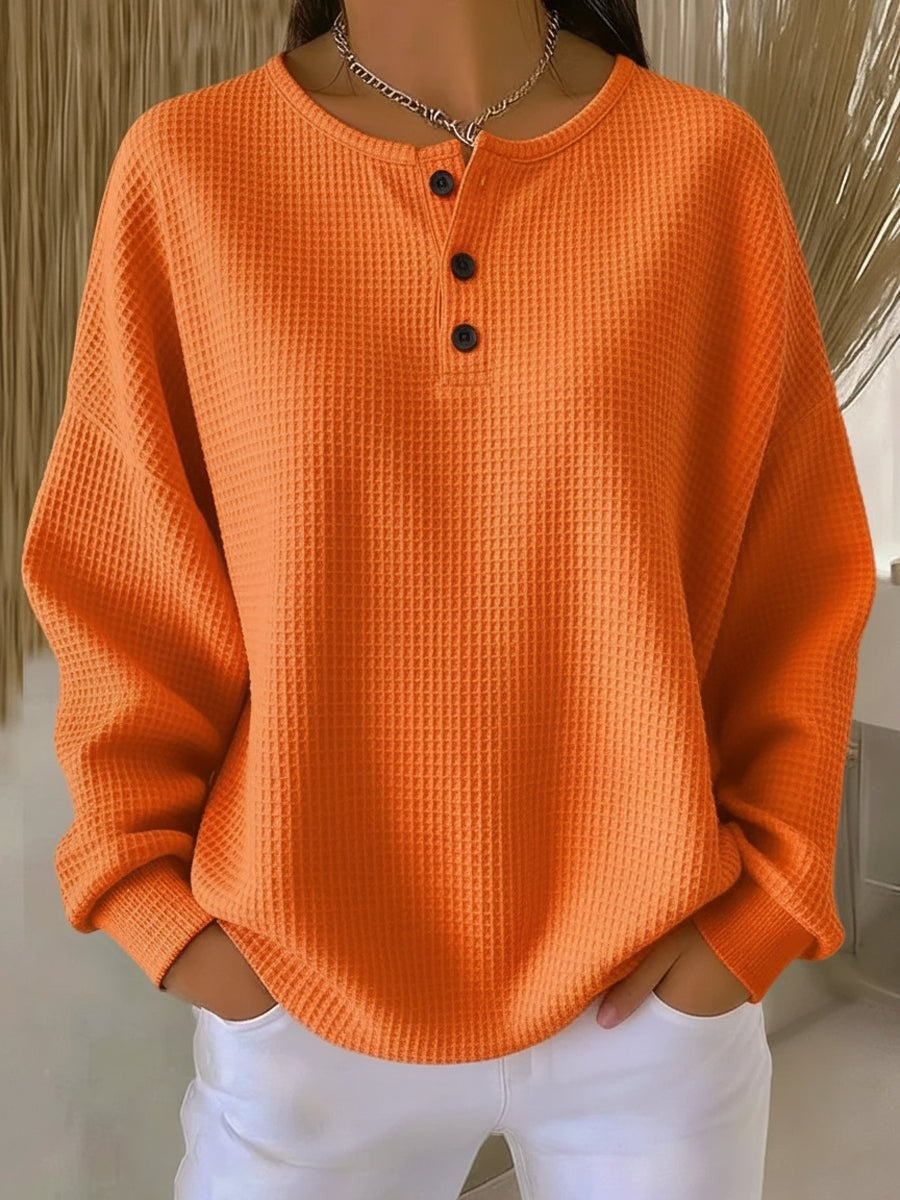 Natalia | Jersey Fino Mujer Oversize Cuello Redondo Botones