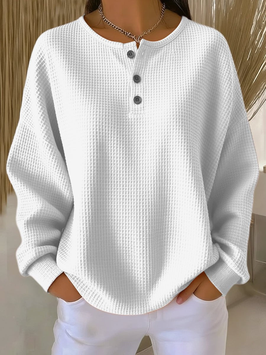 Natalia | Jersey Fino Mujer Oversize Cuello Redondo Botones