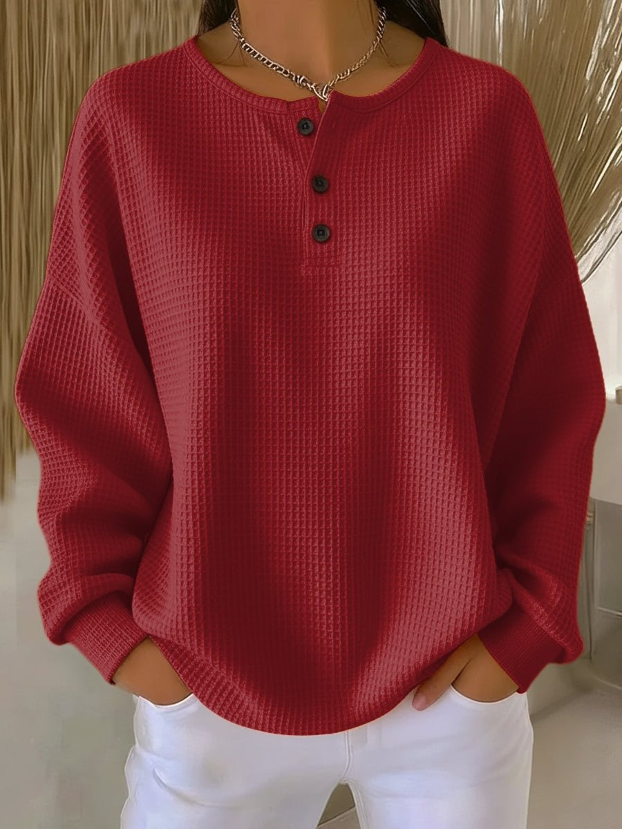 Natalia | Jersey Fino Mujer Oversize Cuello Redondo Botones