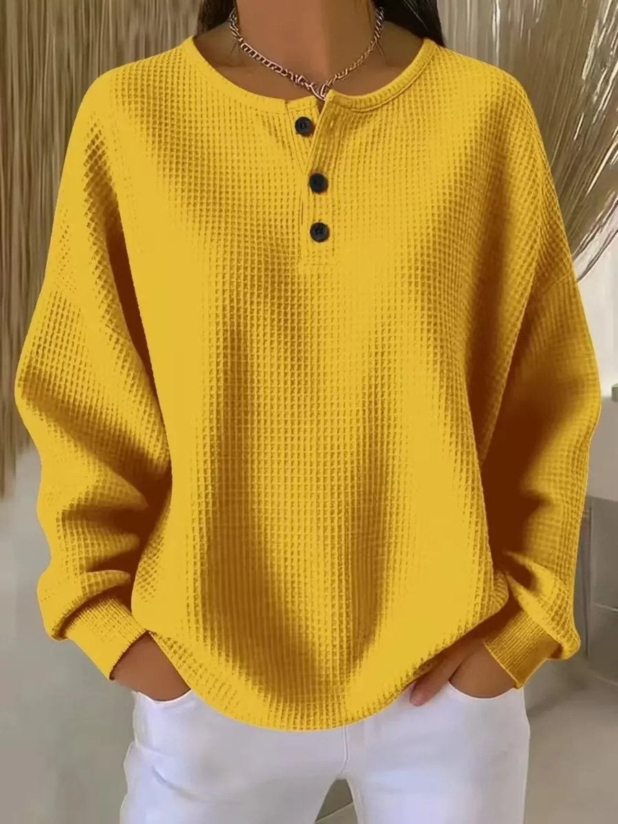 Natalia | Jersey Fino Mujer Oversize Cuello Redondo Botones