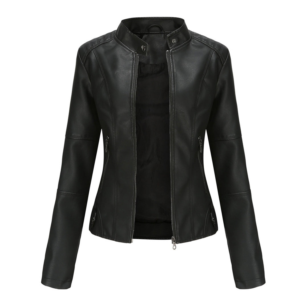 Nerea | Chaqueta Motera Mujer Polipiel Cuello Mao Cremallera