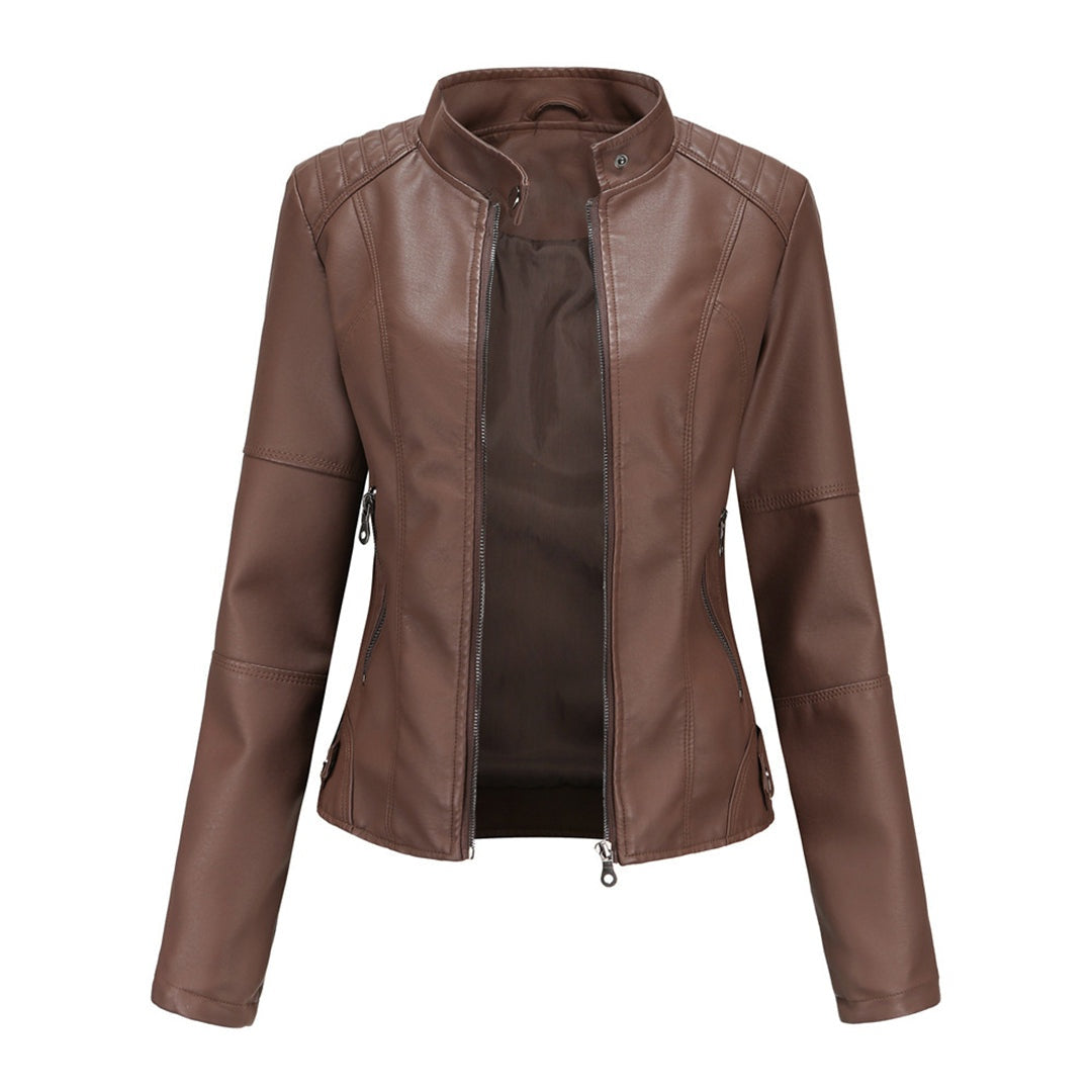 Nerea | Chaqueta Motera Mujer Polipiel Cuello Mao Cremallera