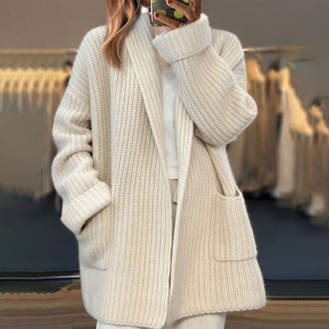 Nerea | Jersey de Punto de Lana Oversize Mujer Bolsillos