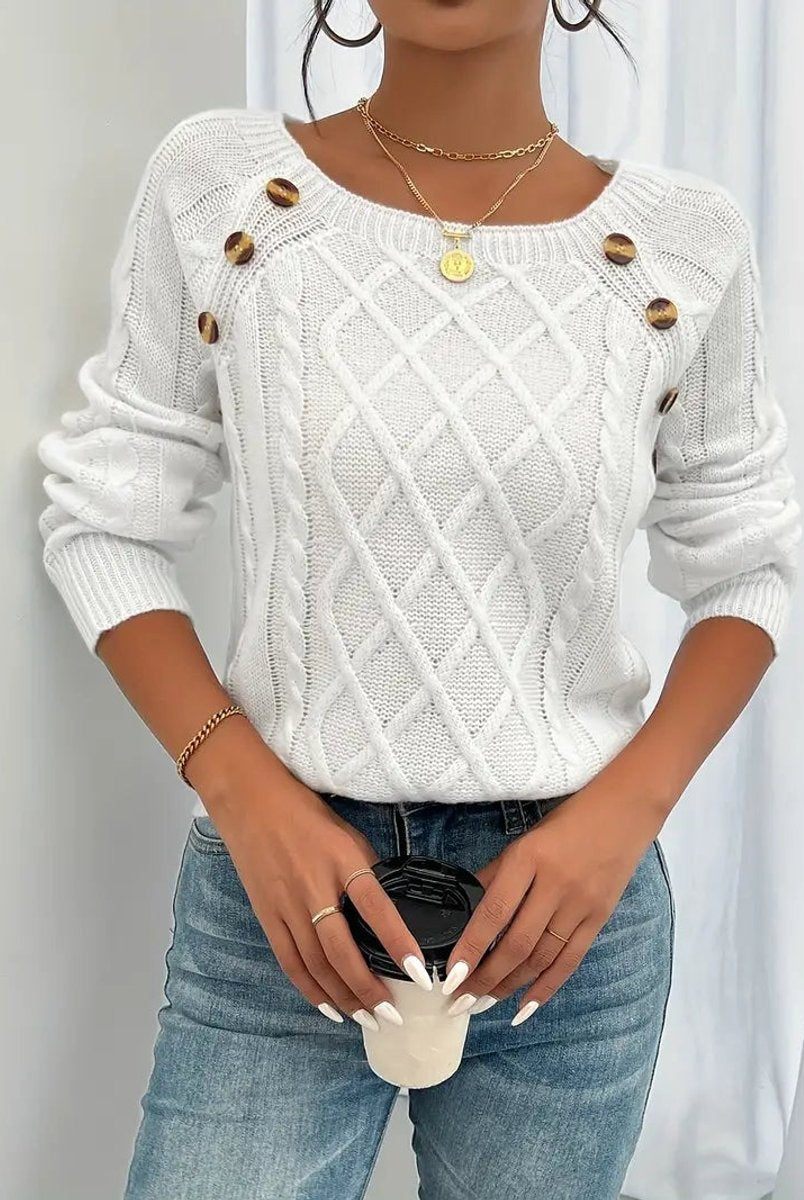 Nerea | Jersey Fino de Punto Mujer Cuello Redondo Botones