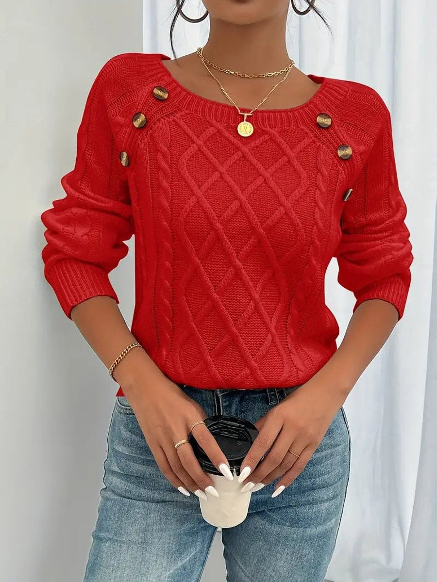 Nerea | Jersey Fino de Punto Mujer Cuello Redondo Botones
