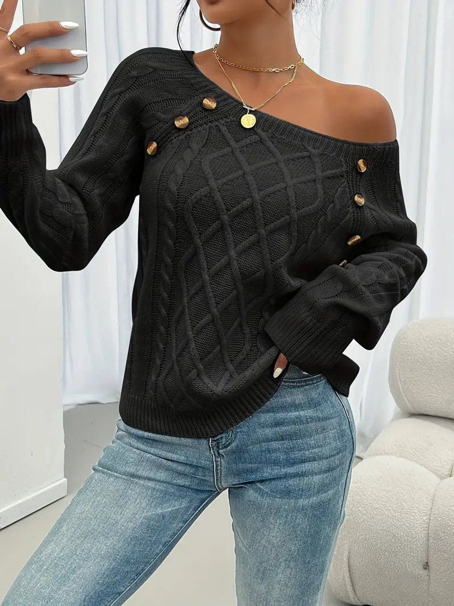 Nerea | Jersey Fino de Punto Mujer Cuello Redondo Botones