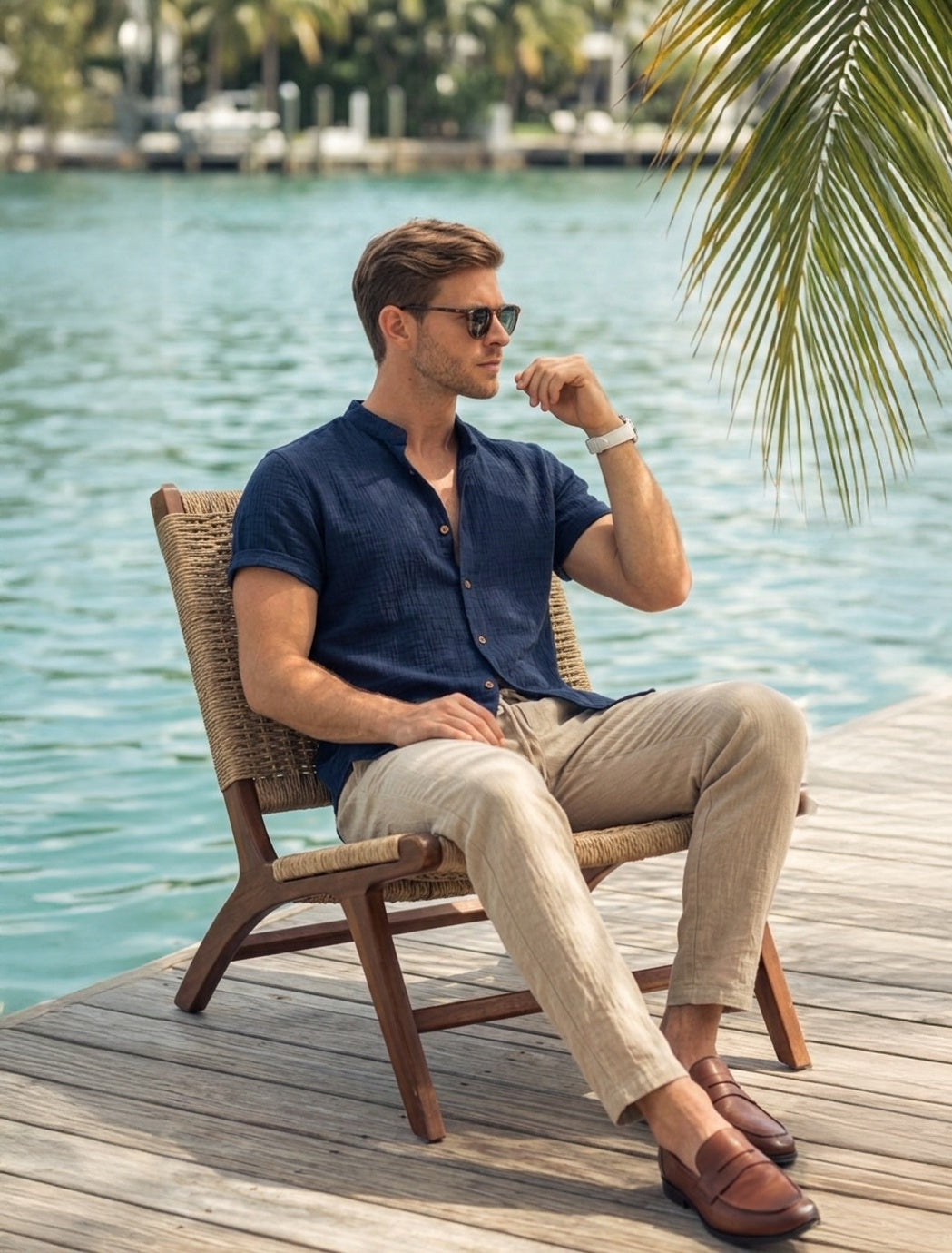 Nicolás | Conjunto Casual de Lino Hombre Camisa Manga Corta