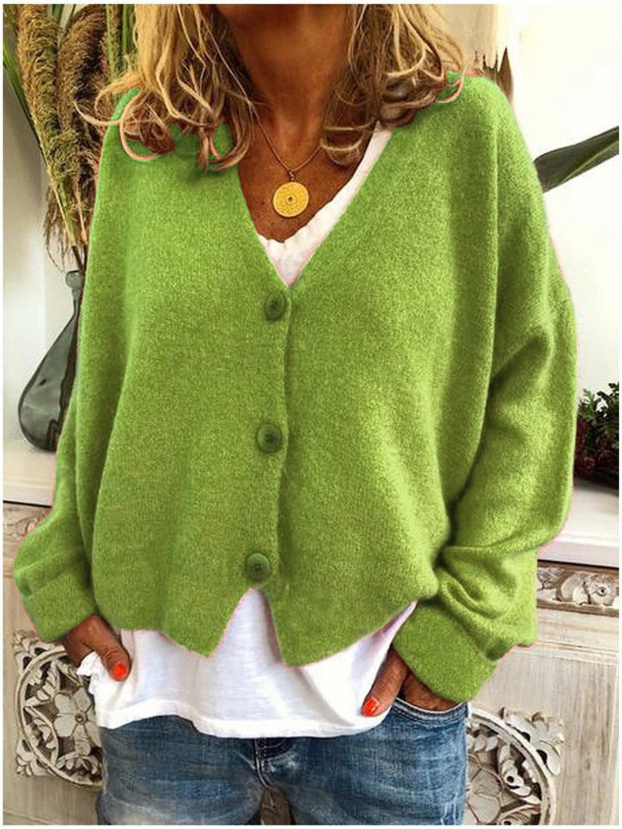 Noelia | Cárdigan de Punto Oversize Mujer Escote en V Botones