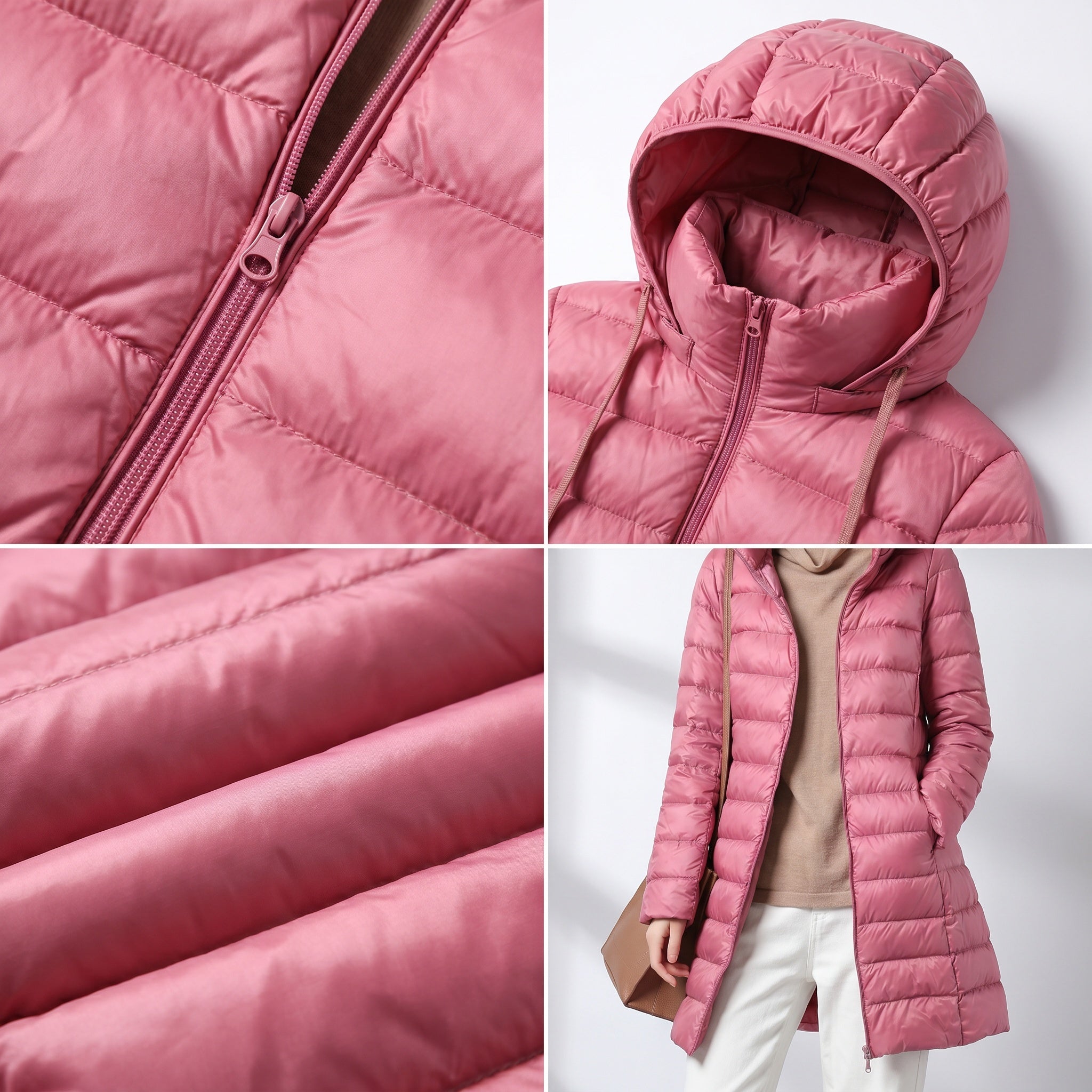 Noelia | Chaqueta de Plumas Larga Mujer con Capucha Acolchada