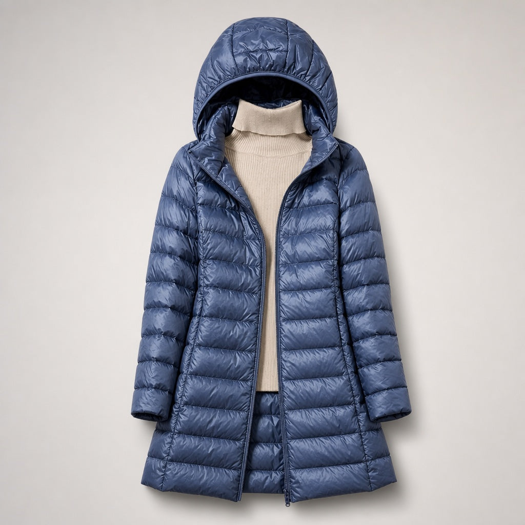Noelia | Chaqueta de Plumas Larga Mujer con Capucha Acolchada