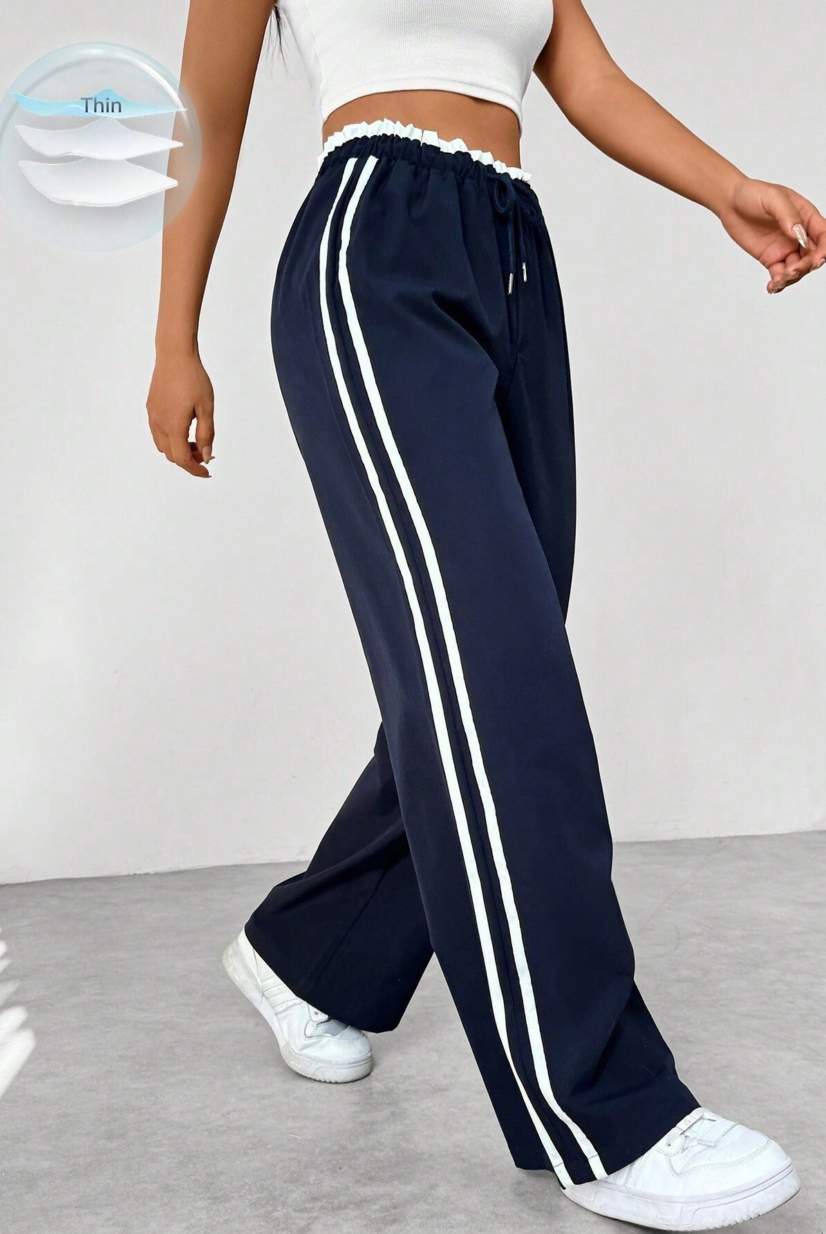 Noelia | Pantalón de Ropa Deportiva Mujer Pierna Ancha Franjas Laterales