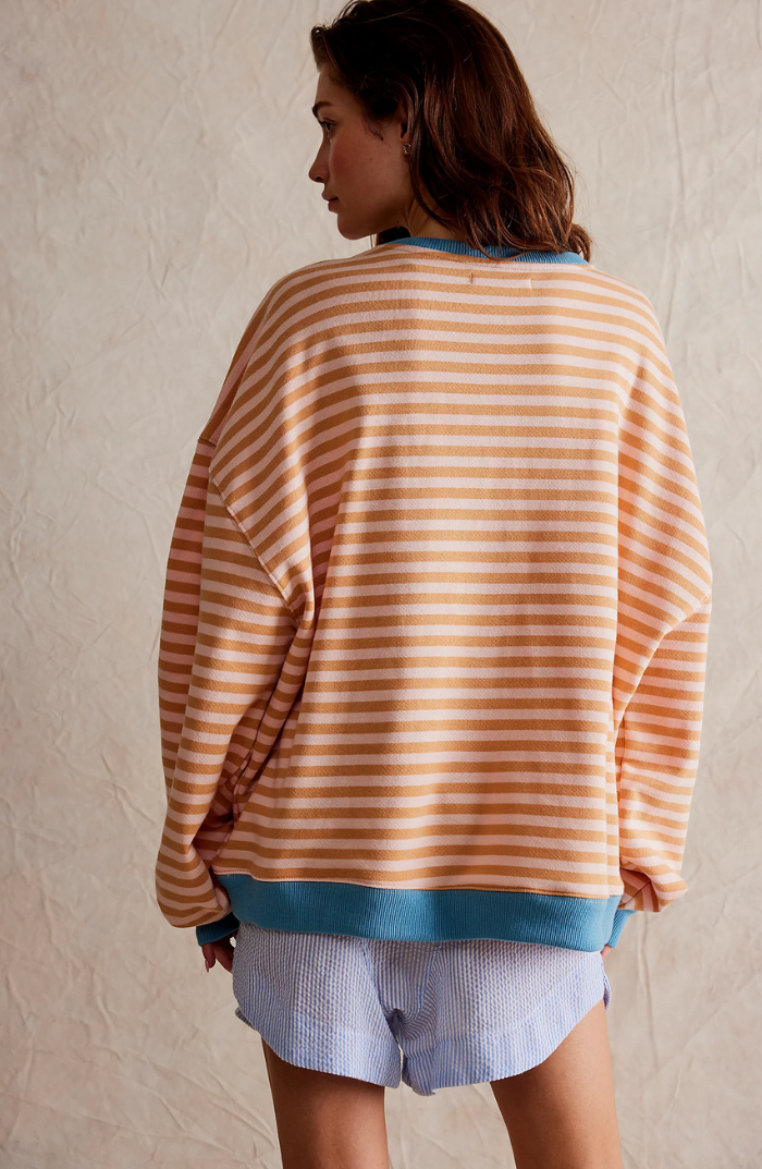 Noelia | Sudadera a Rayas Oversize Mujer Cuello Redondo Manga Larga