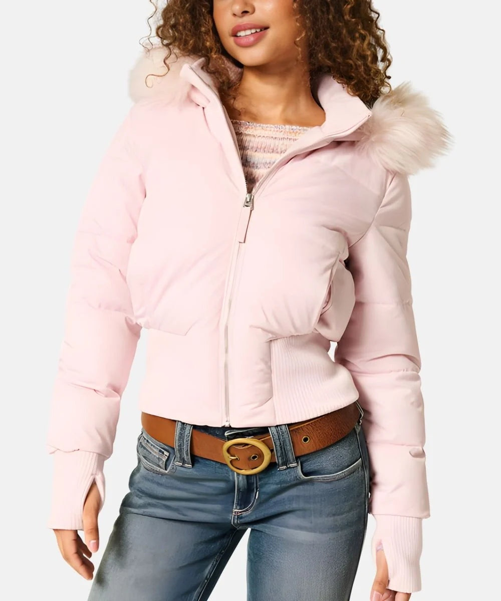 Nuria | Chaqueta de Plumas Mujer con Capucha Piel Sintética