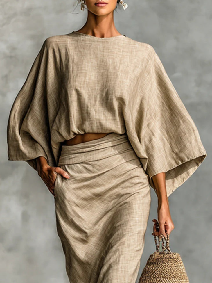 Nuria | Conjunto Elegante de 2 Piezas Mujer Manga Murciélago
