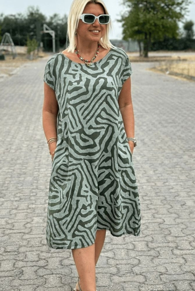 Nuria | Vestido Casual Estampado Mujer Manga Corta Bolsillos