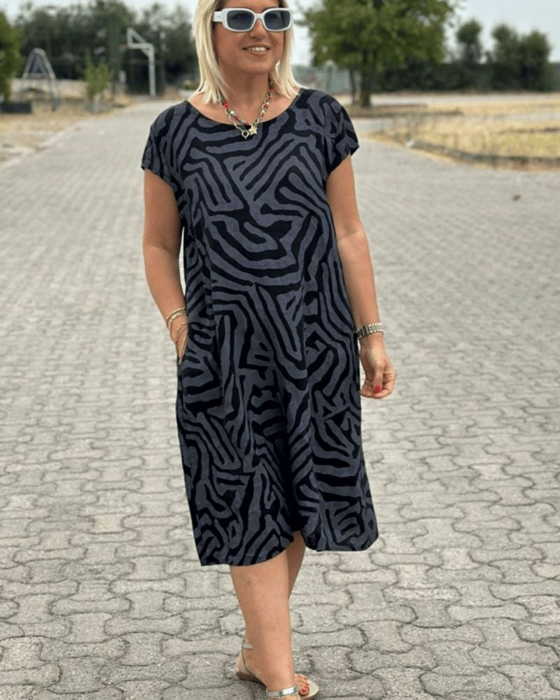 Nuria | Vestido Casual Estampado Mujer Manga Corta Bolsillos
