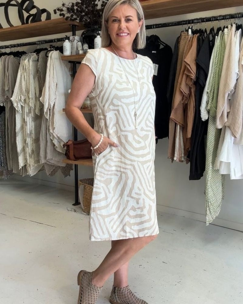 Nuria | Vestido Casual Estampado Mujer Manga Corta Bolsillos