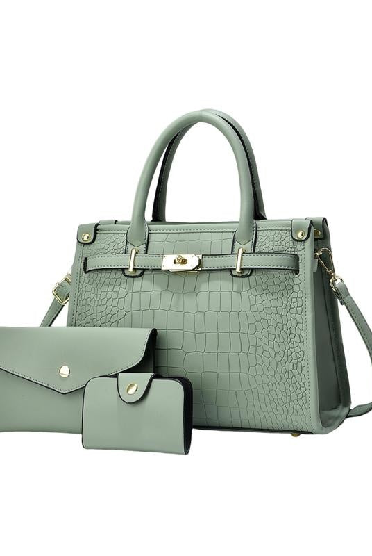 Olga | Conjunto de Bolso de Mano Mujer Estampado Cocodrilo con Bandolera