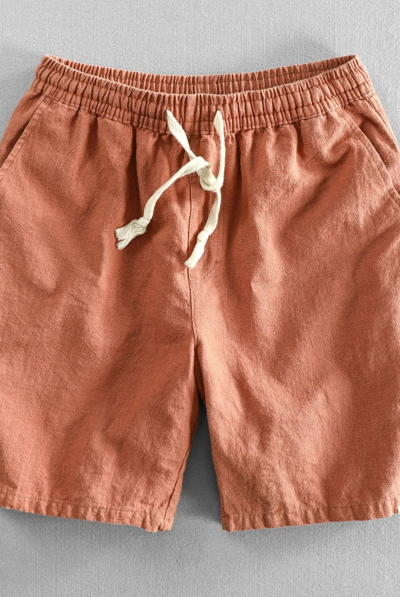 Oriol | Pantalón Corto de Lino Hombre Cintura Elástica Cordón