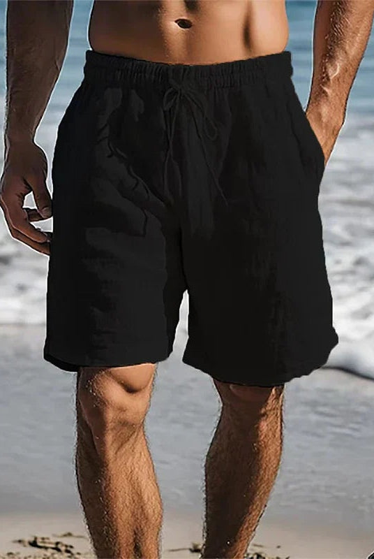 Pablo | Pantalón Corto de Lino Hombre Cintura Elástica Cordón