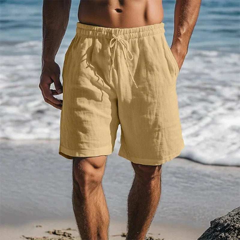 Pablo | Pantalón Corto de Lino Hombre Cintura Elástica Cordón