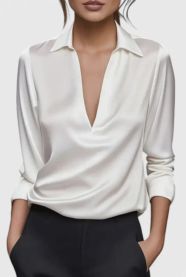 Paloma | Blusa de Manga Larga con Escote Drapeado Mujer