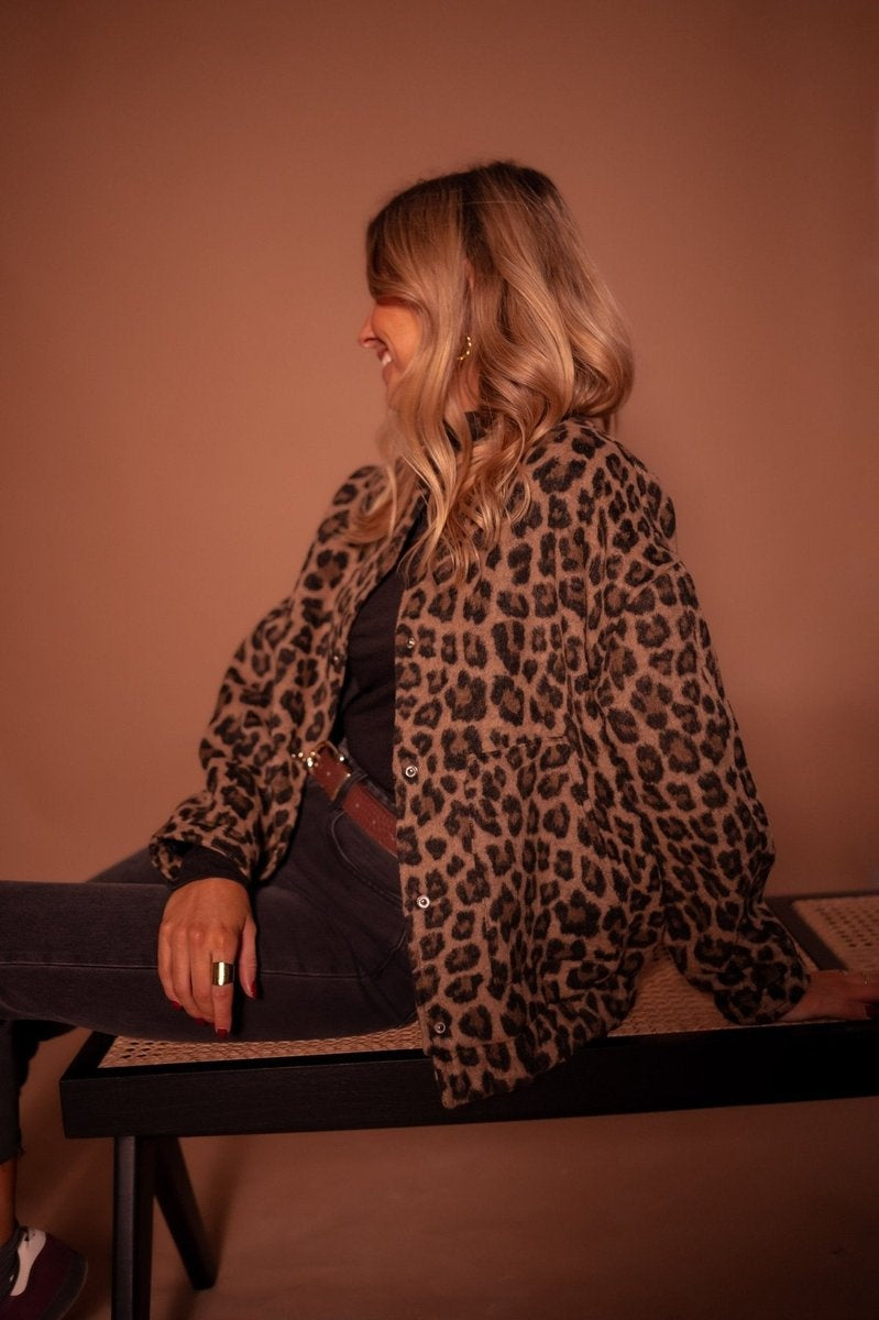Paloma | Cazadora Acolchada Estampado Leopardo Mujer Oversize Botones