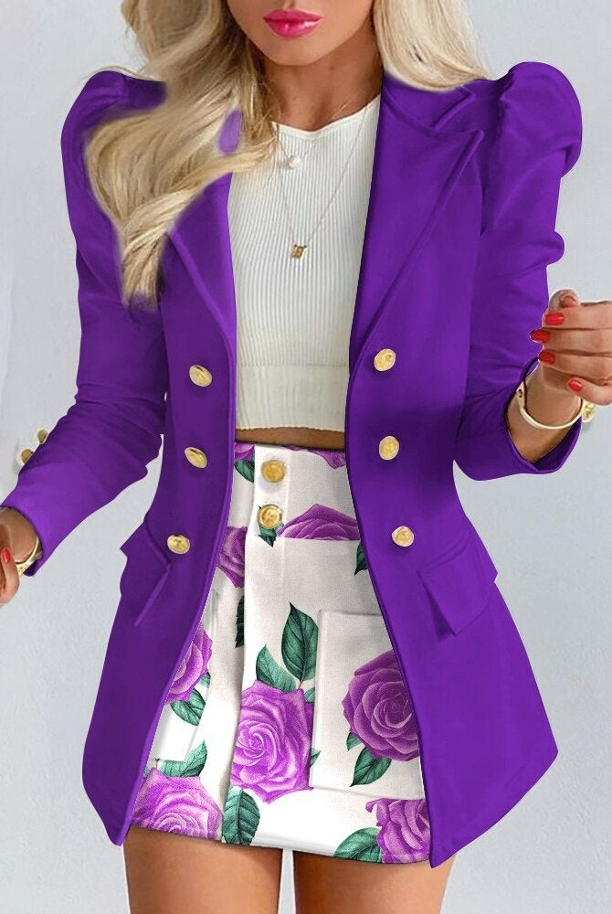 Paloma | Conjunto Blazer Estampado Floral Mujer Falda Mini Botones