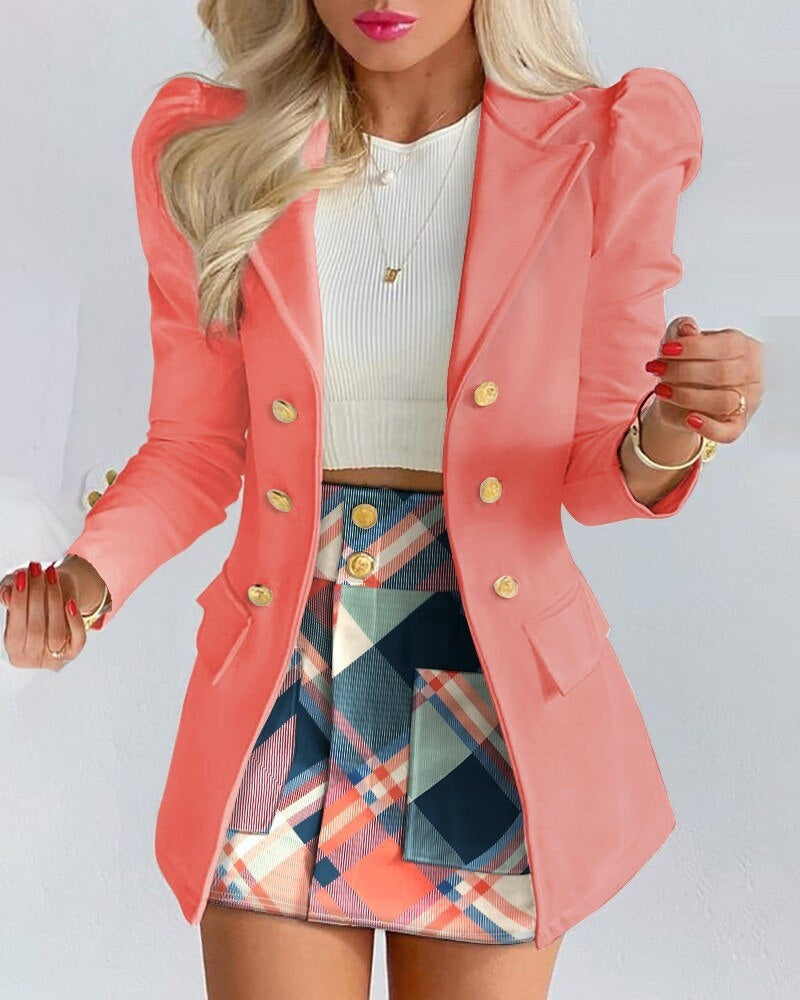 Paloma | Conjunto Blazer Estampado Floral Mujer Falda Mini Botones