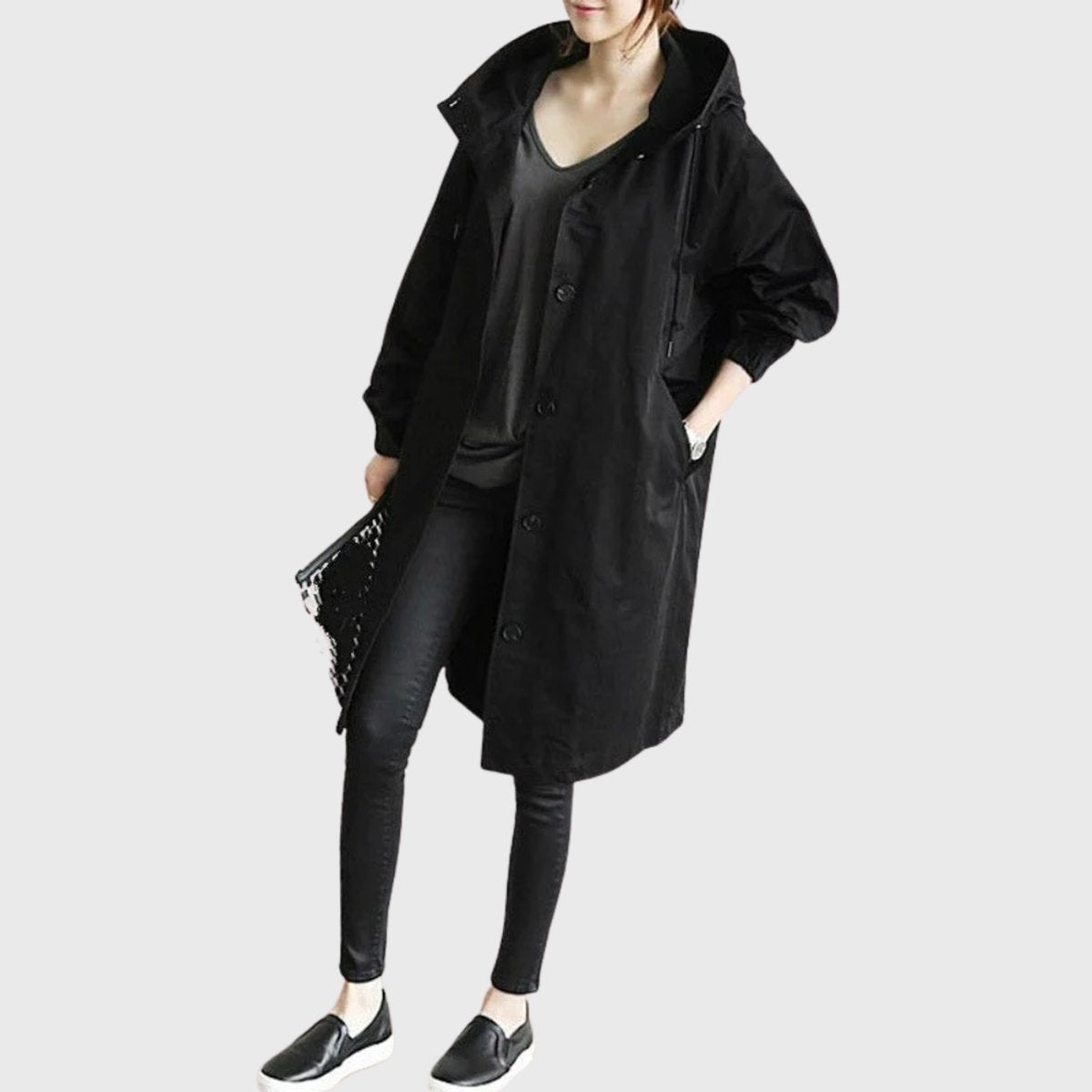 Paloma | Parka Impermeable Larga Mujer con Capucha Corte Amplio