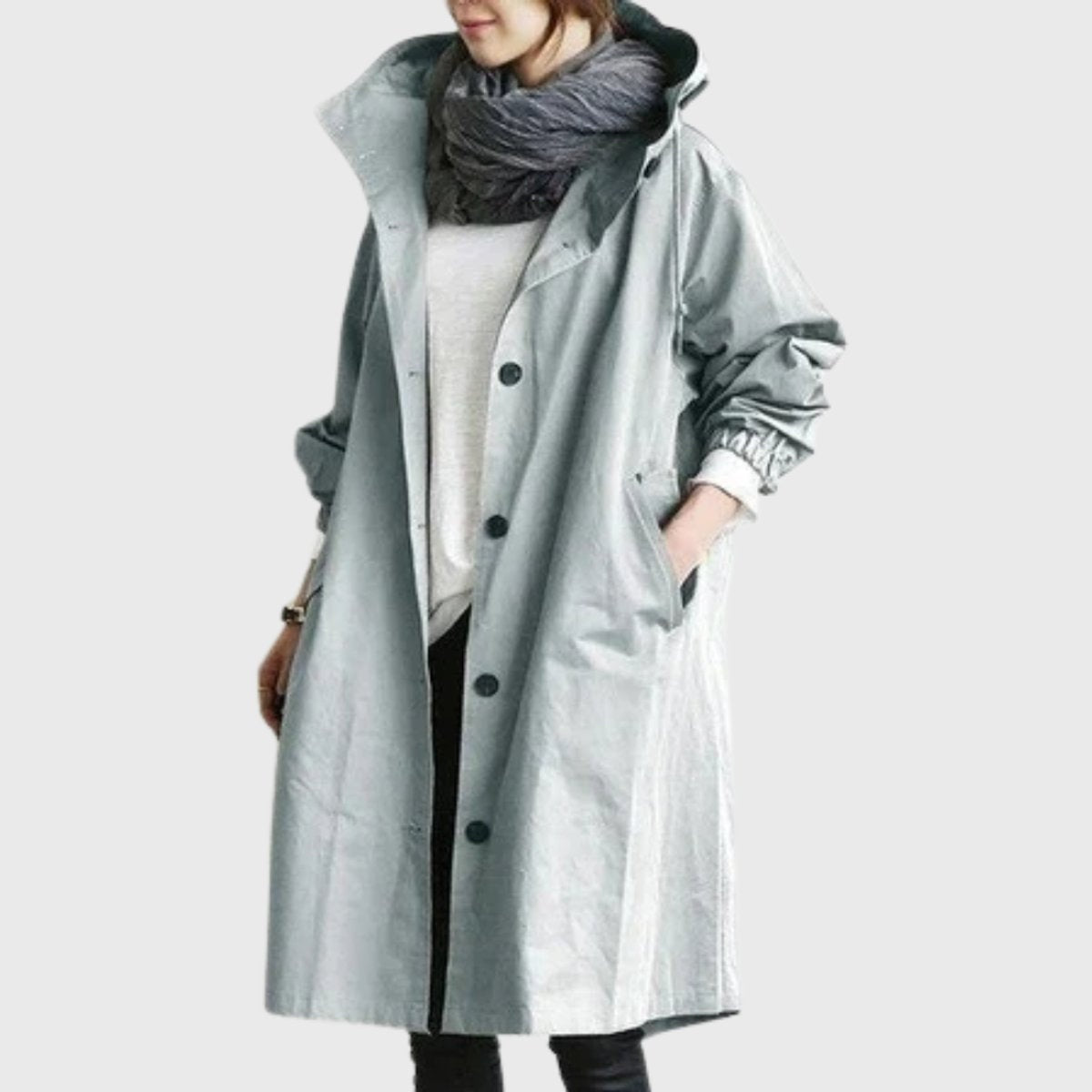 Paloma | Parka Impermeable Larga Mujer con Capucha Corte Amplio
