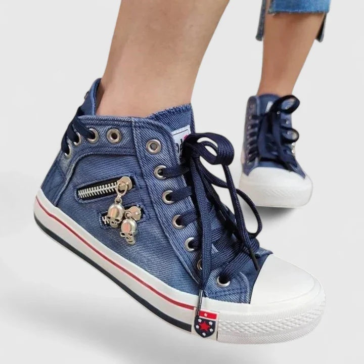 Paloma | Zapatillas Altas de Lona Mujer Cordones
