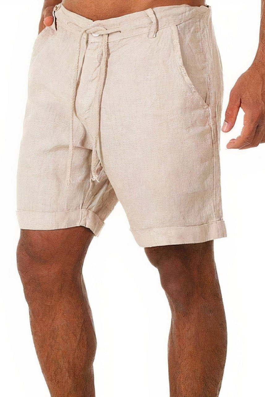 Pantalón Corto de Lino Hombre Cintura Elástica