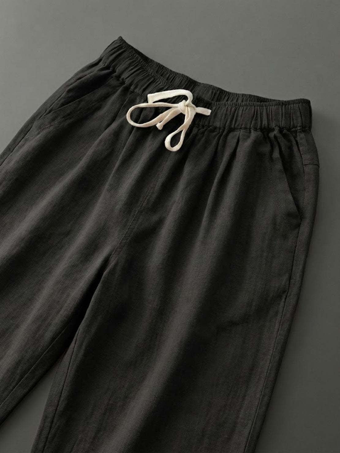 Pantalón de Lino con Cordón Mujer Tobillos
