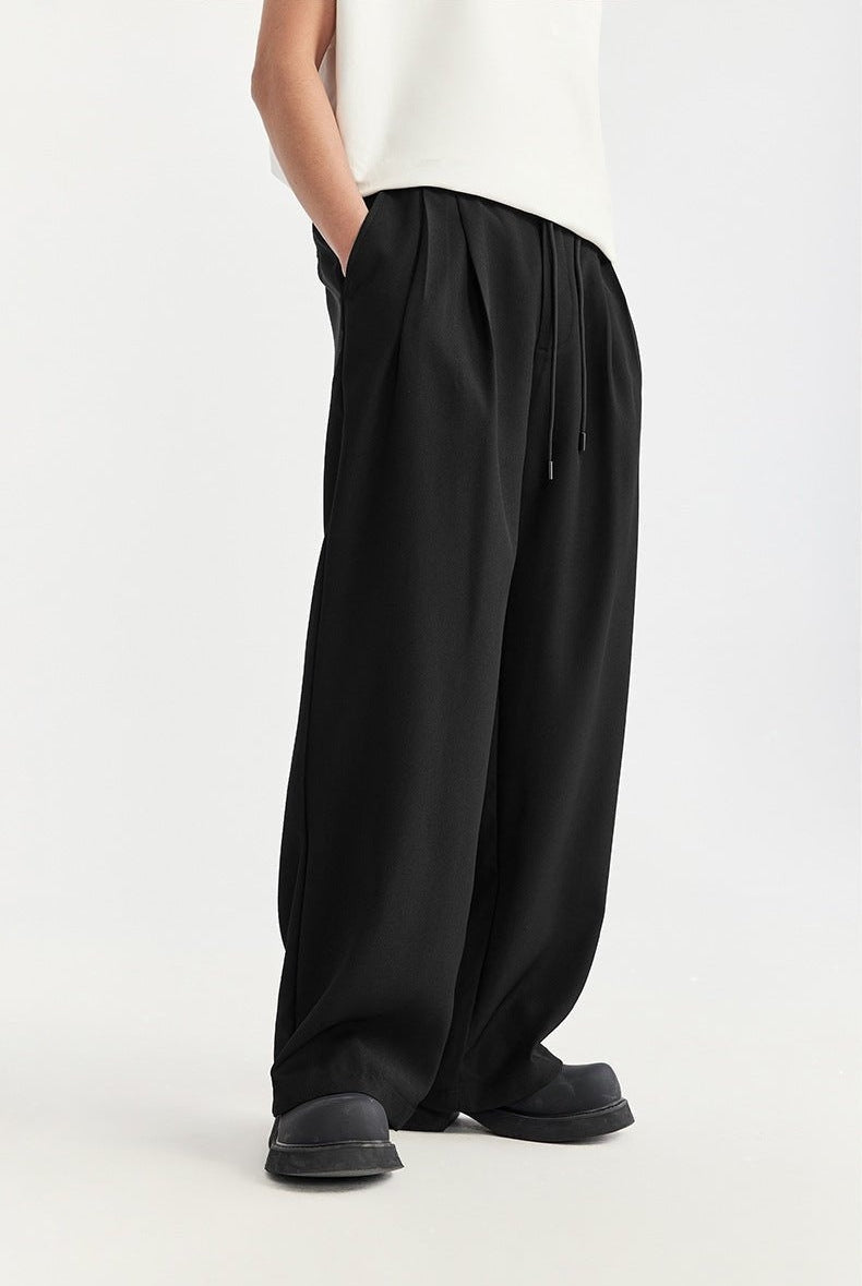 Pantalón de Lino de Pierna Ancha Hombre Plisado