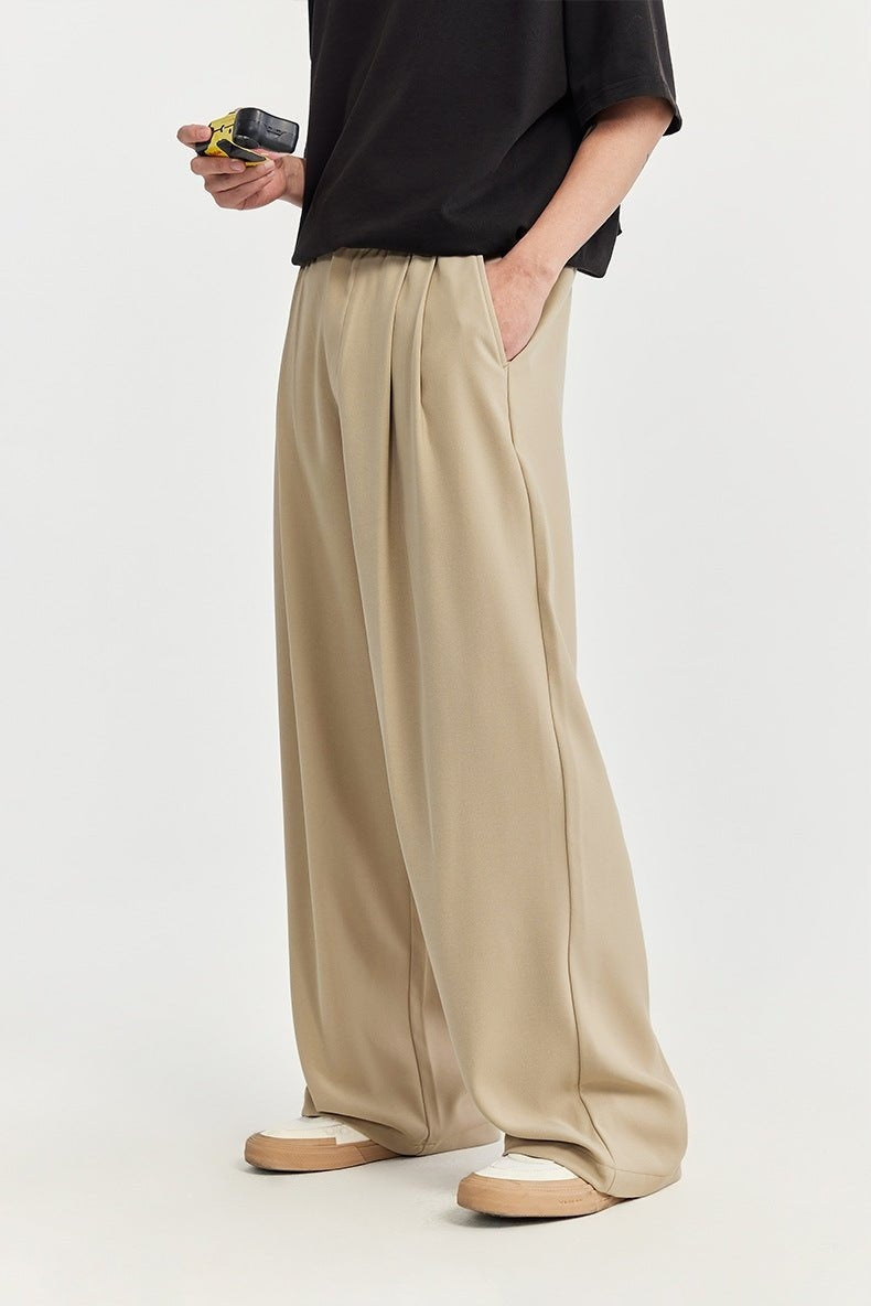 Pantalón de Lino de Pierna Ancha Hombre Plisado