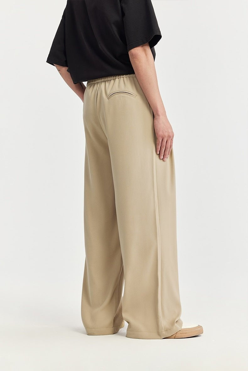 Pantalón de Lino de Pierna Ancha Hombre Plisado