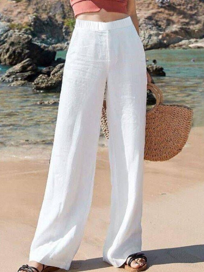 Pantalón de Lino Mujer Cintura Alta