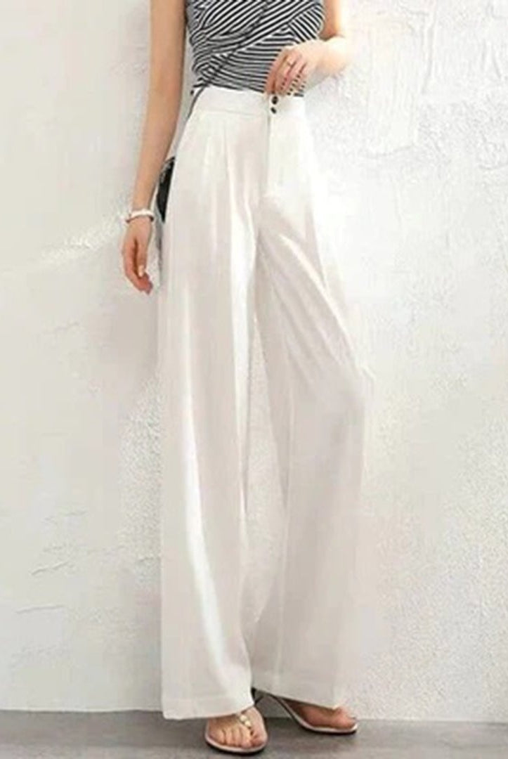 Pantalón Palazzo de Lino Mujer Cintura Alta