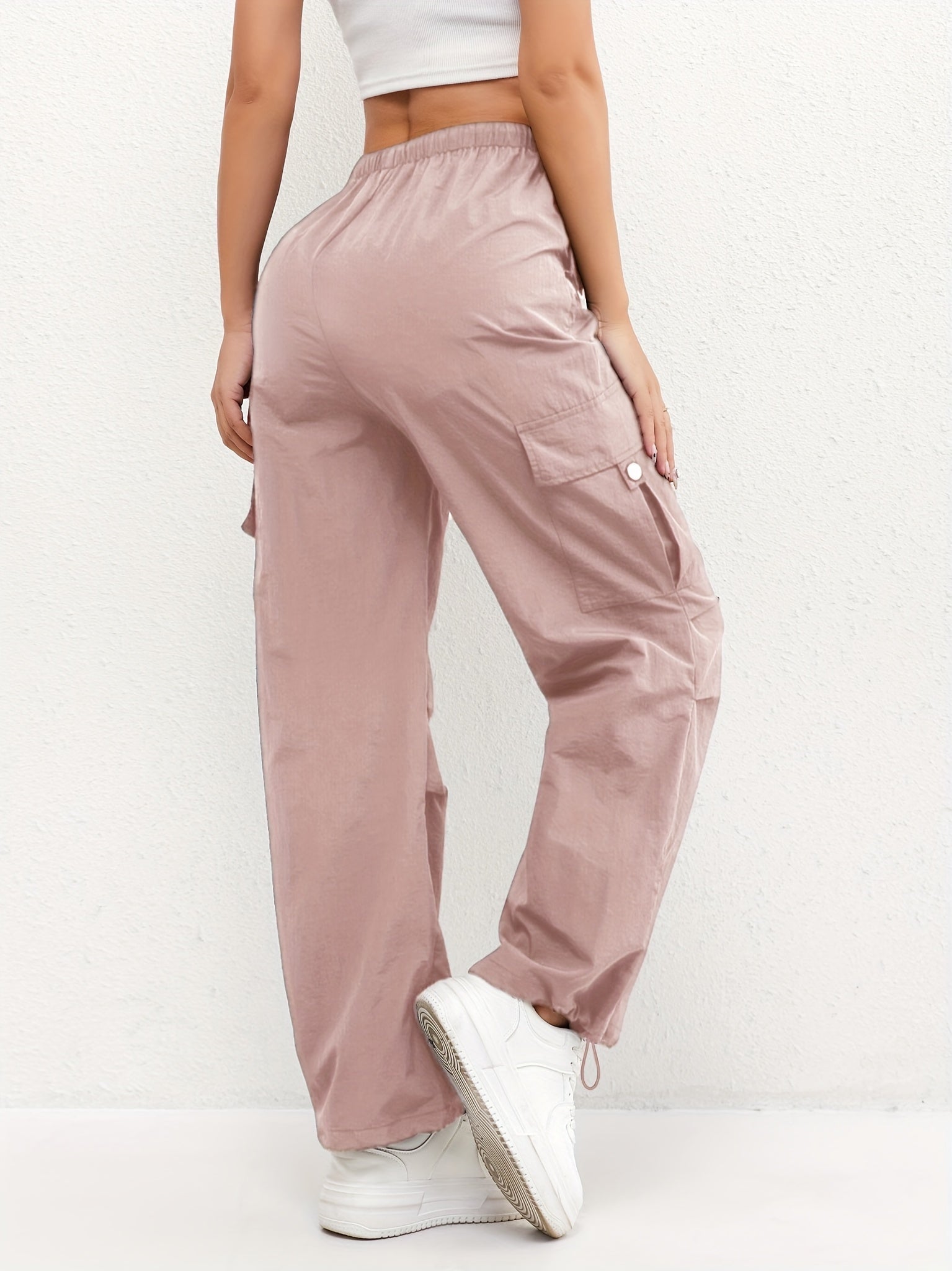 Pantalones Cargo Mujer Cintura Elástica Bajos Ajustables