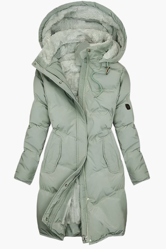 Parka Acolchada Mujer con Capucha Borreguito Larga