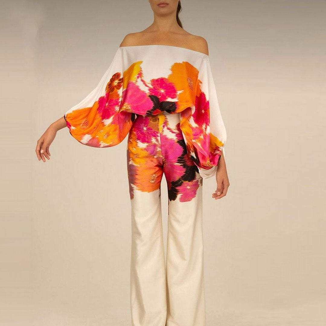 Patricia | Conjunto Elegante de Un Hombro Estampado Mujer