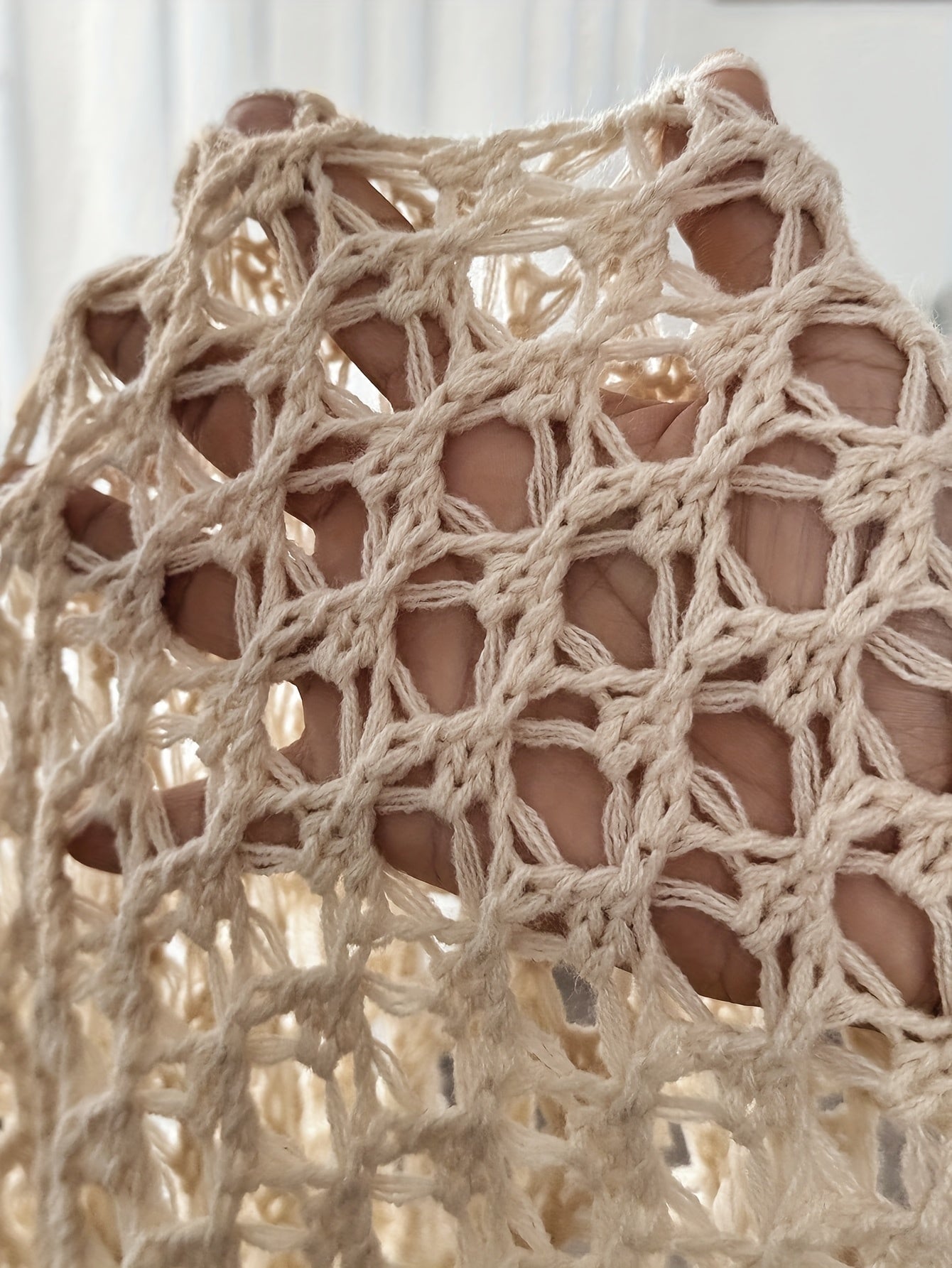 Patricia | Jersey Fino de Crochet Mujer Calado Manga Murciélago