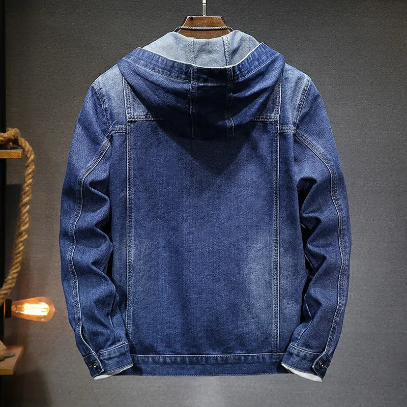 Pau | Chaqueta Vaquera con Capucha Hombre Denim Bolsillos
