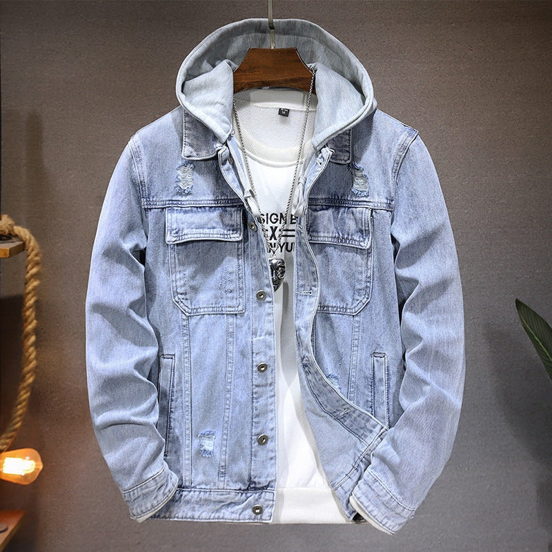 Pau | Chaqueta Vaquera con Capucha Hombre Denim Bolsillos