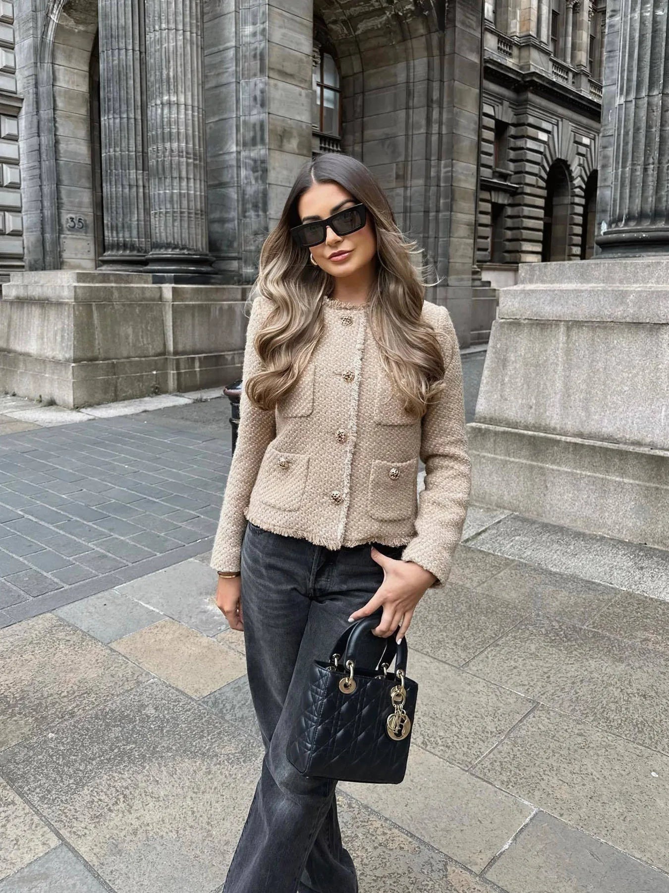 Pilar | Chaqueta de Tweed Mujer Corta Botones