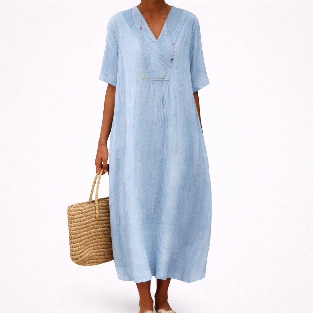 Pilar | Vestido de Madrina Largo Escote V Mujer Manga Corta