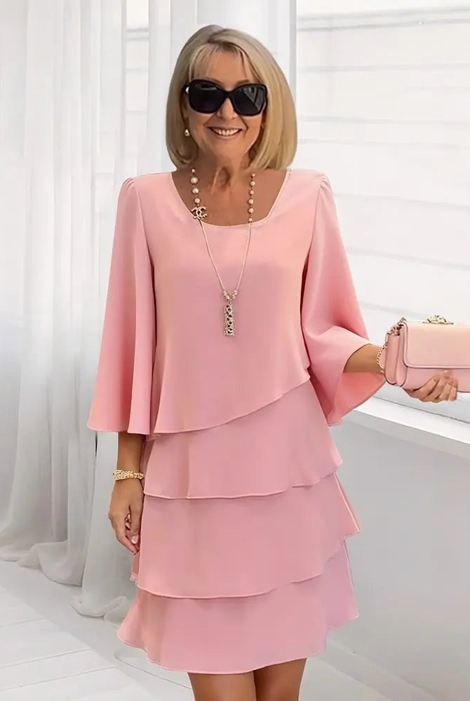 Pilar | Vestido Invitada Otoño de Manga Larga Mujer Capas