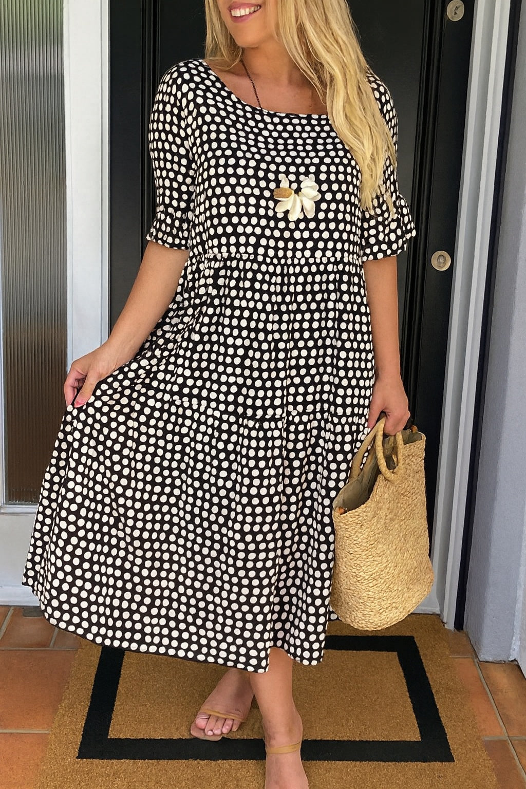 Pilar | Vestido Midi de Lunares con Volantes Mujer